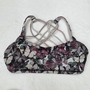 Butterfly Print Strappy Sports Bra